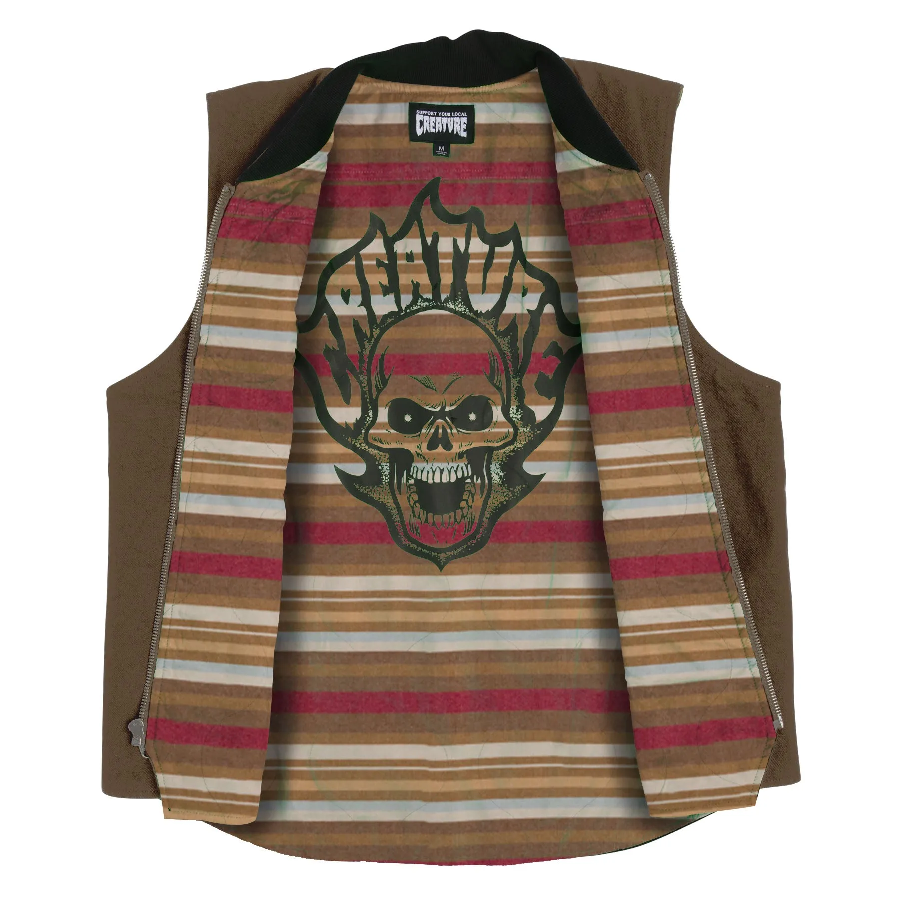 Creature Bonehead Flame Vest Work Top Brown
