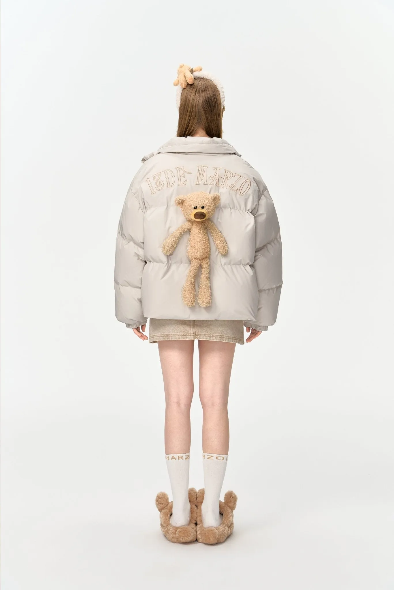 Doozoo Padded Down Jacket In Beige