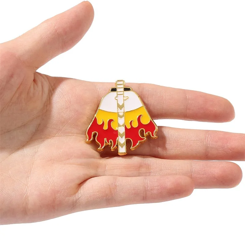 Fire Hashira Rengoku Demon Slayer Cool Personality Torch Brooch Accessories Jacket Backpack Badge Jewelry