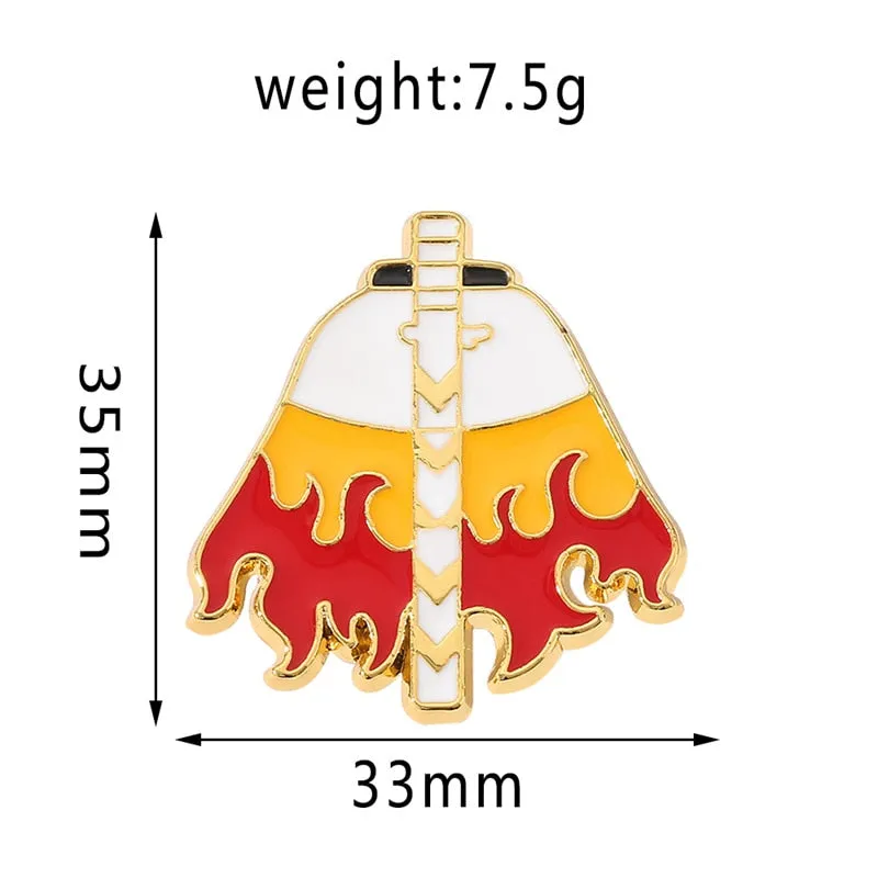 Fire Hashira Rengoku Demon Slayer Cool Personality Torch Brooch Accessories Jacket Backpack Badge Jewelry
