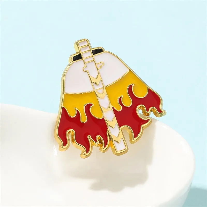 Fire Hashira Rengoku Demon Slayer Cool Personality Torch Brooch Accessories Jacket Backpack Badge Jewelry