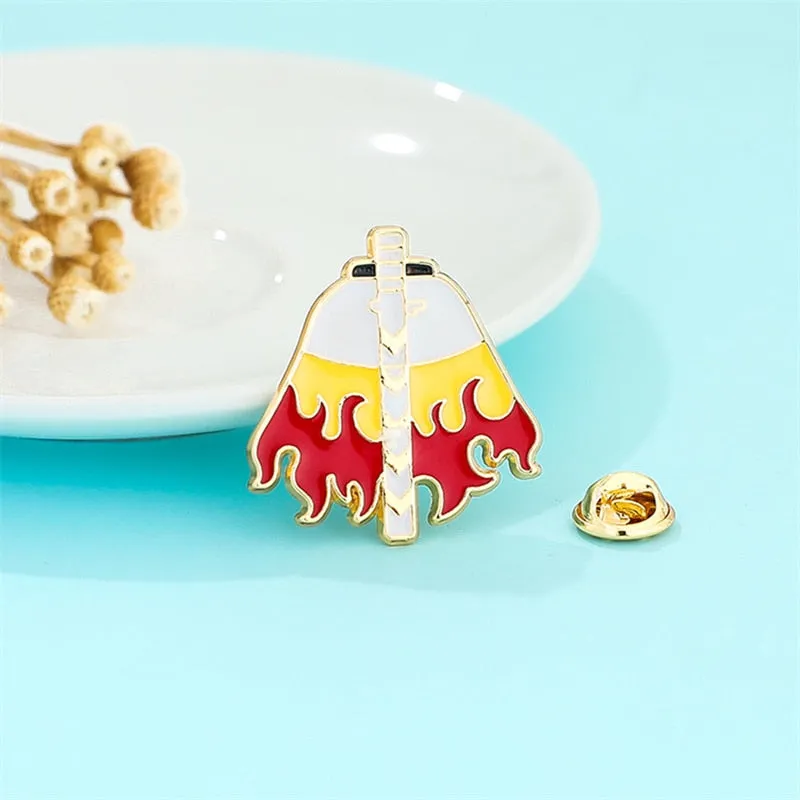 Fire Hashira Rengoku Demon Slayer Cool Personality Torch Brooch Accessories Jacket Backpack Badge Jewelry