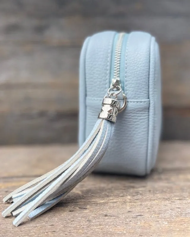 Leather Tassel Bag - Pale Blue