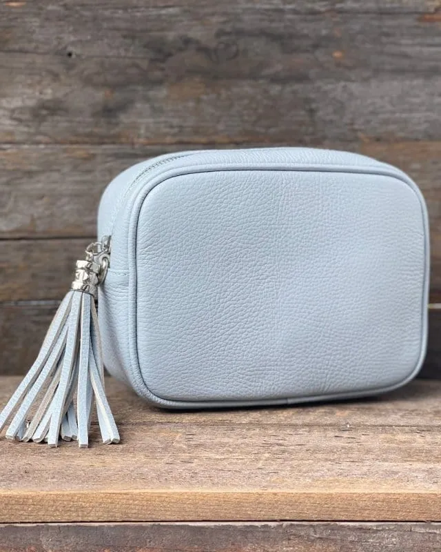 Leather Tassel Bag - Pale Blue