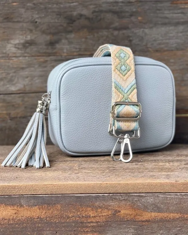 Leather Tassel Bag - Pale Blue