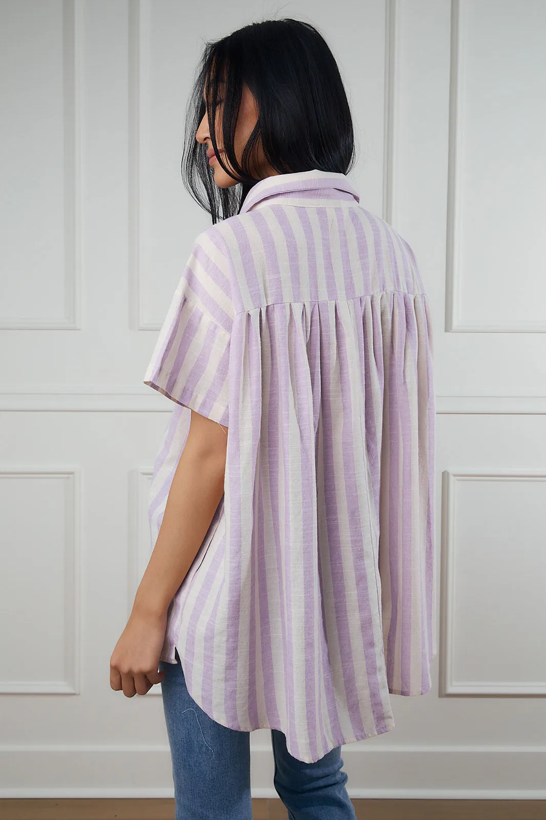 Stylish Lilian Striped Button-Up Blouse