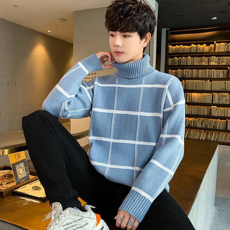 Luna Men's Checker Turtleneck Sweater