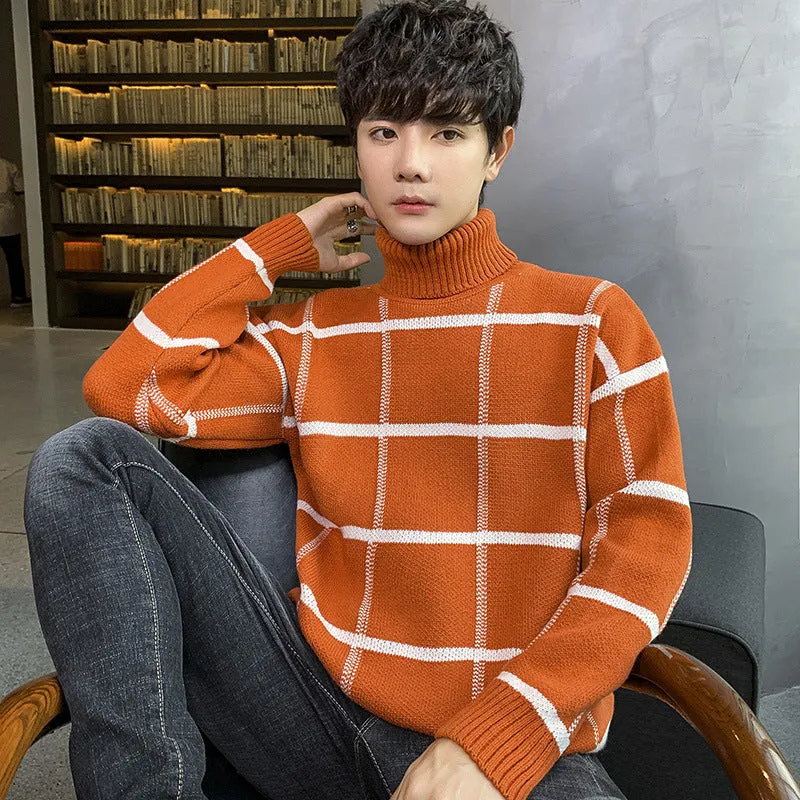Luna Men's Checker Turtleneck Sweater