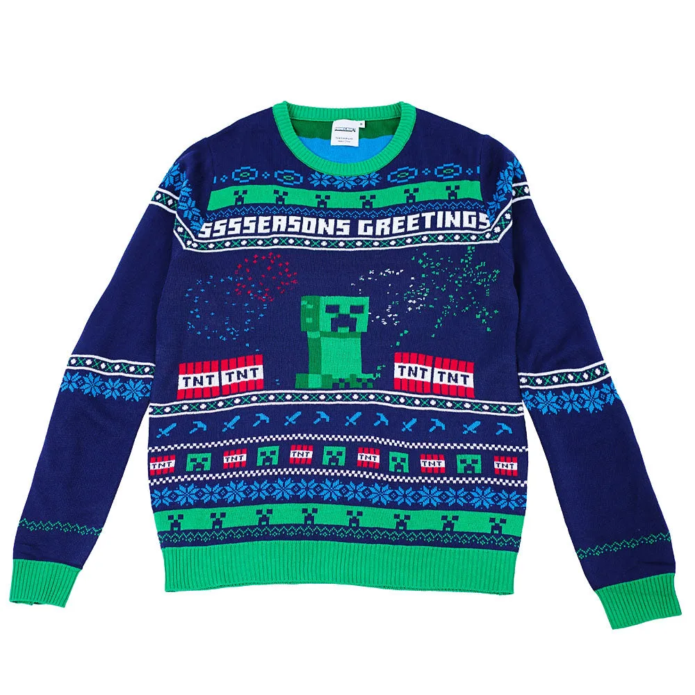 Minecraft Seasons Greetings Creeper Ugly Holiday Sweater
