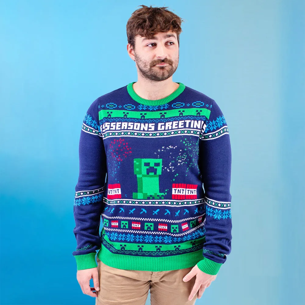 Minecraft Seasons Greetings Creeper Ugly Holiday Sweater