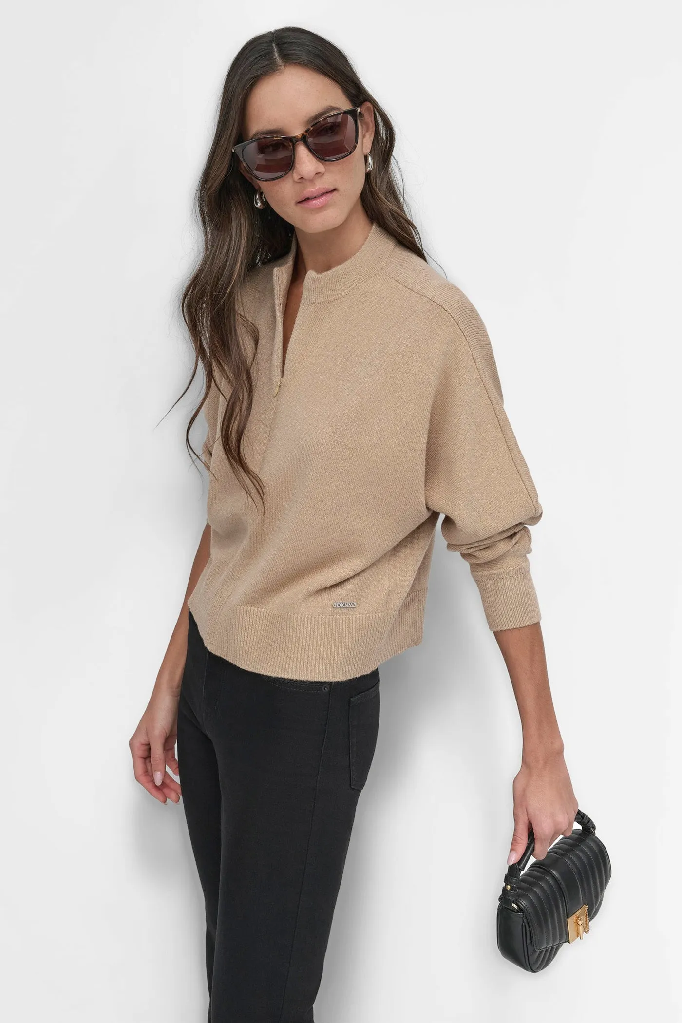 MOCK NECK HALF ZIP FRONT TOP