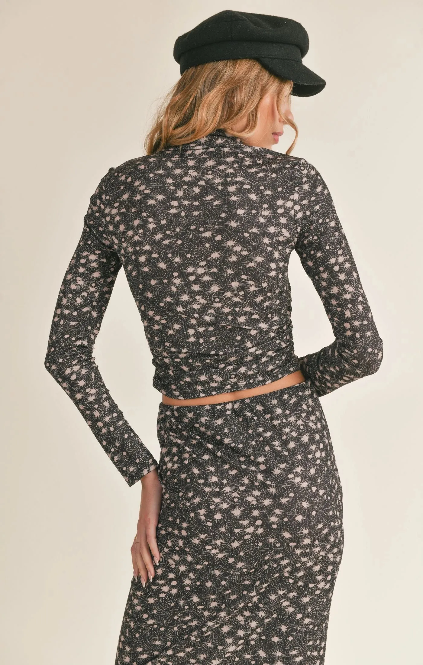 Sadie & Sage In My Memories Shirred Mockneck Top