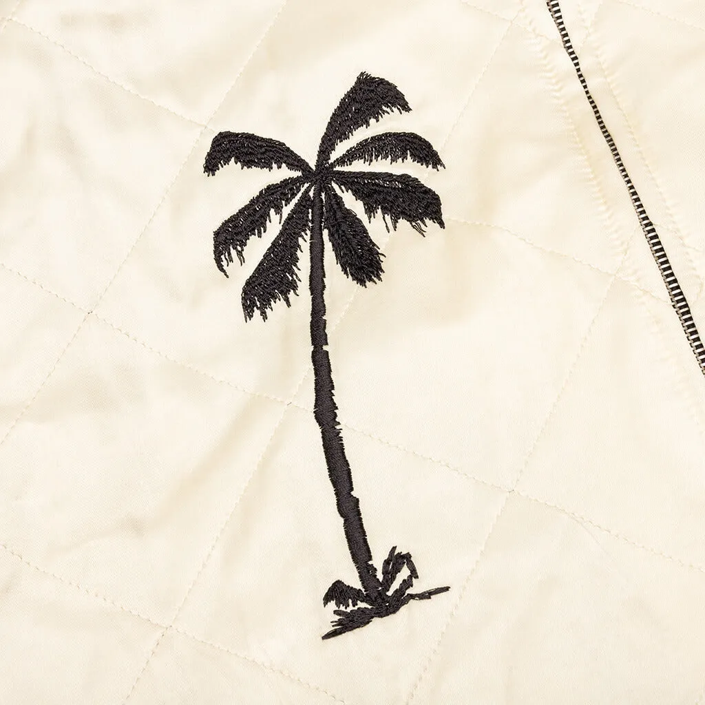 Brown & Butter Upside Down Palm Embroidered Sukajan Jacket