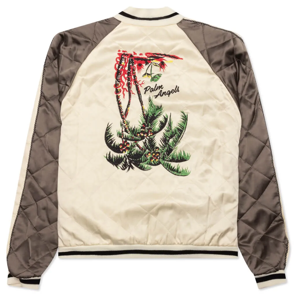 Brown & Butter Upside Down Palm Embroidered Sukajan Jacket