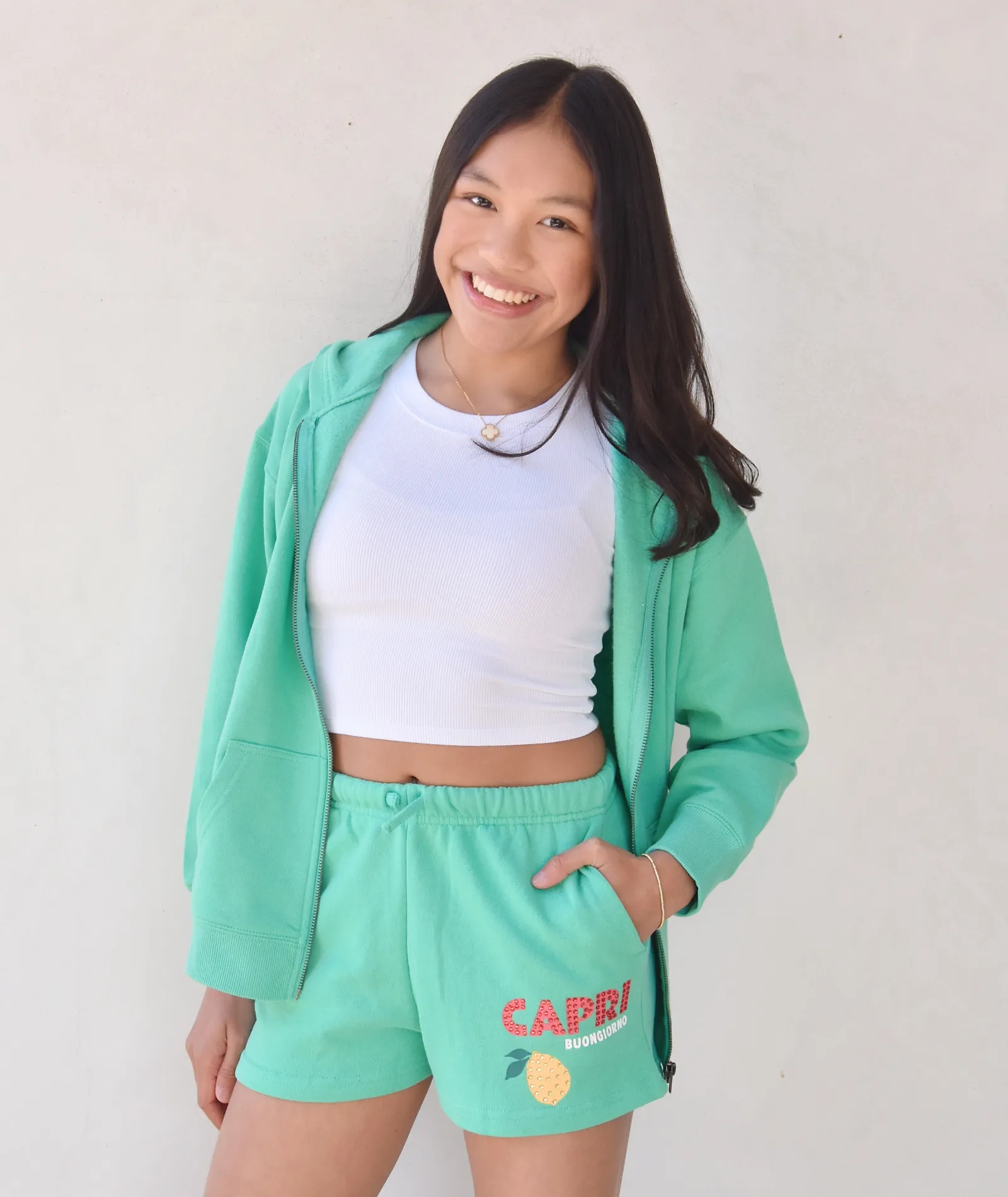 Vintage Havana Girls Capri Surf Wash Zip Hoodie