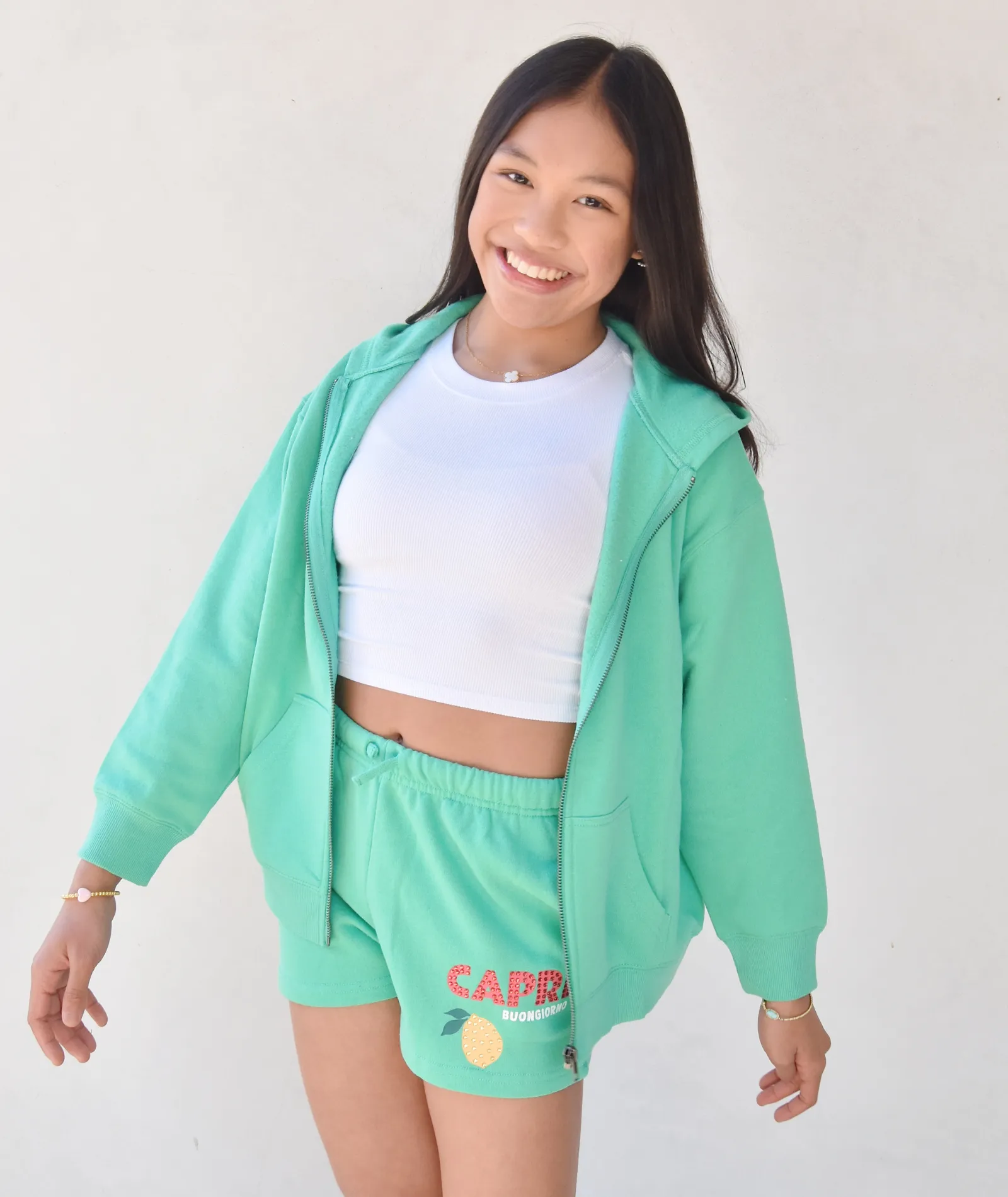 Vintage Havana Girls Capri Surf Wash Zip Hoodie