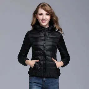 White Duck Down Winter Hoody Jackets Ultra-light Women Coats